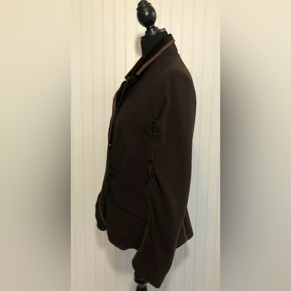 Lea Rome Brown Blazer Jacket Womens Size Large 12 42 Made in France Equestrian - Picture 4 of 11
